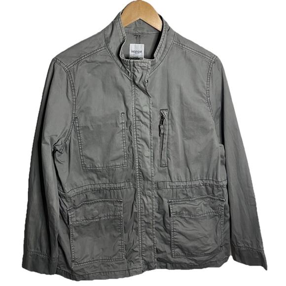 Kensie Jeans Military Utility Full Zip + Snap Button Cargo Jacket Women’s Size L - Picture 1 of 4